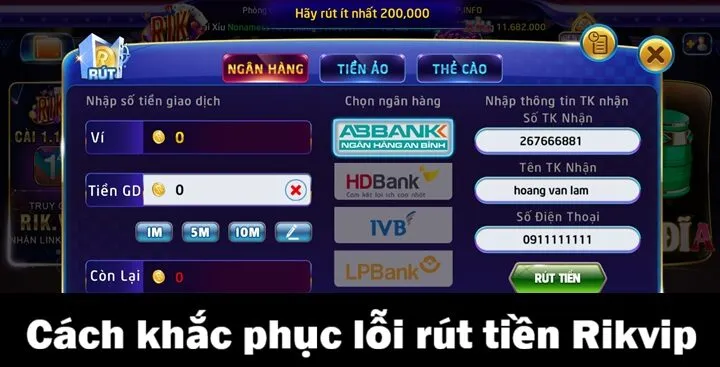 Rút tiền Rikvip - Hướng dẫn rút an toàn không quá 05 phút 5 Kinh nghiệm xử lý sự cố thường gặp khi rút tiền Rikvip